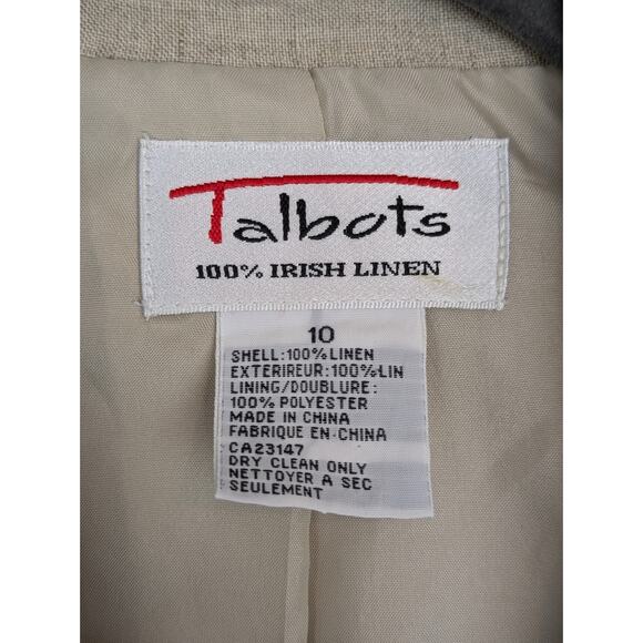 Talbots Blazer Jacket Irish Linen Coastal Neutral Spring Summer Beige Size 10 - Picture 7 of 9